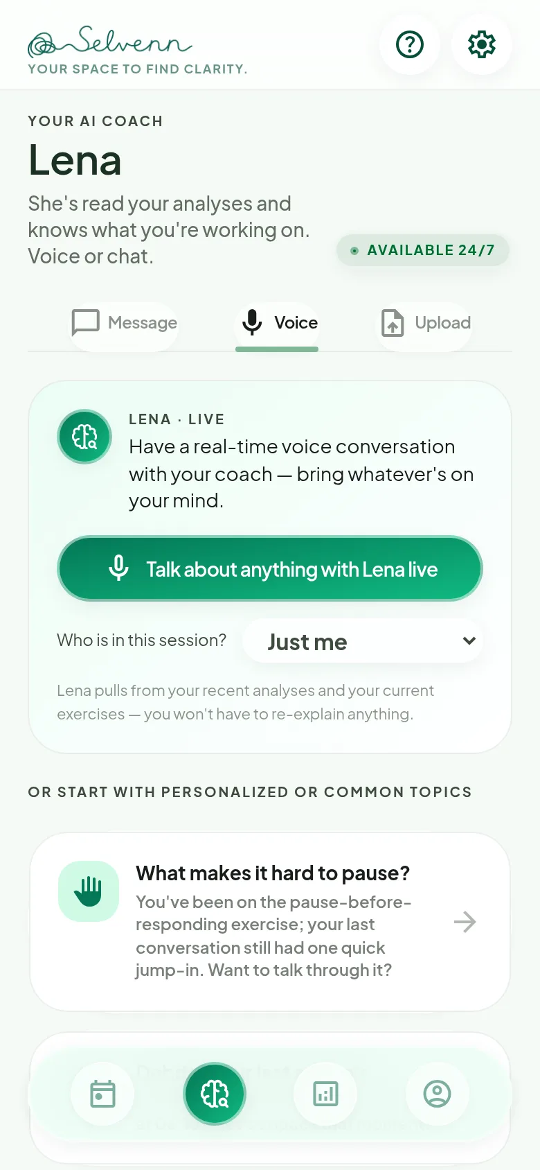 Live voice coaching session